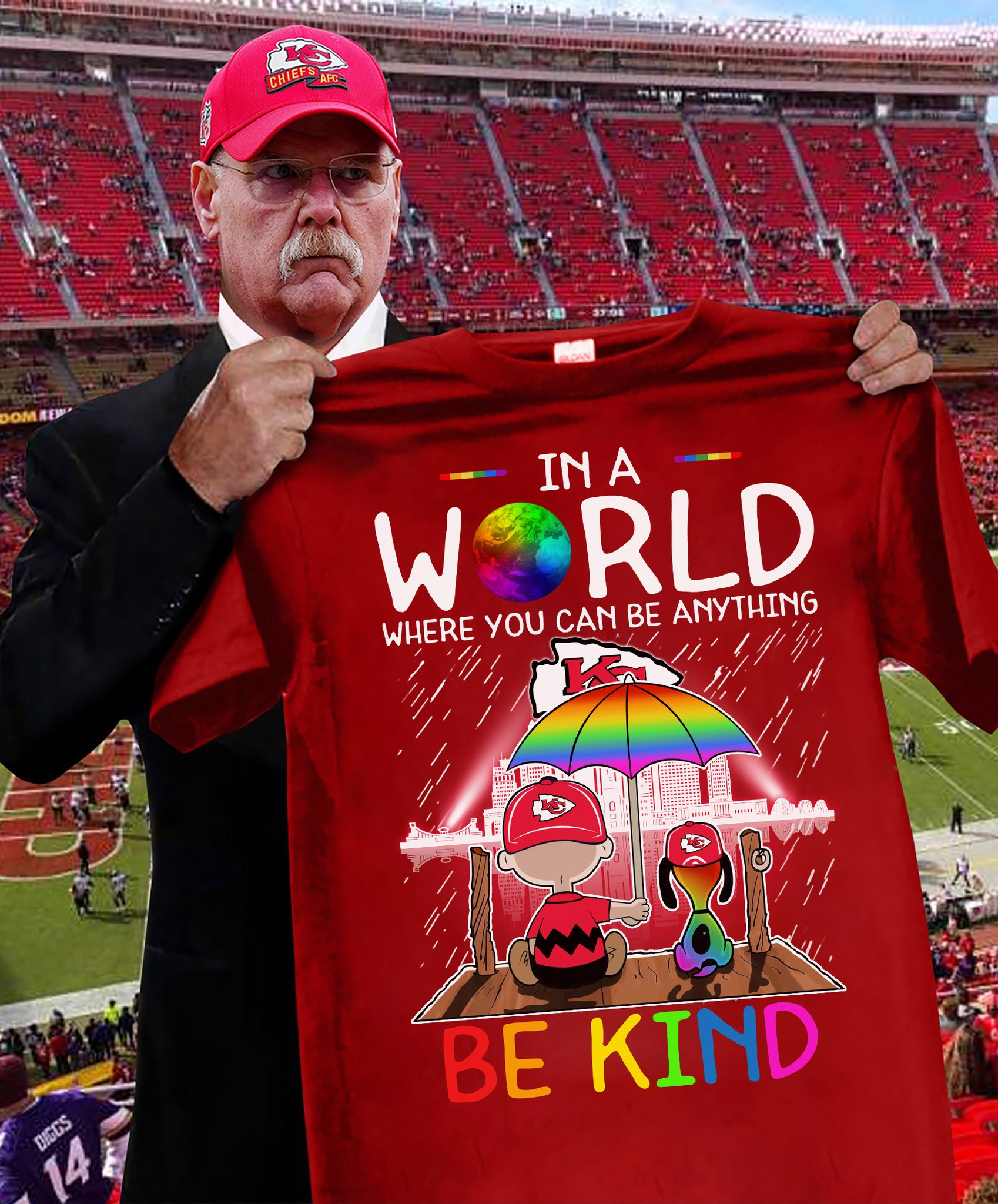 In The World Where You Can Be Anything Be Kind Kansas City Chiefs T-Shirt Chiefs Fan Gifts