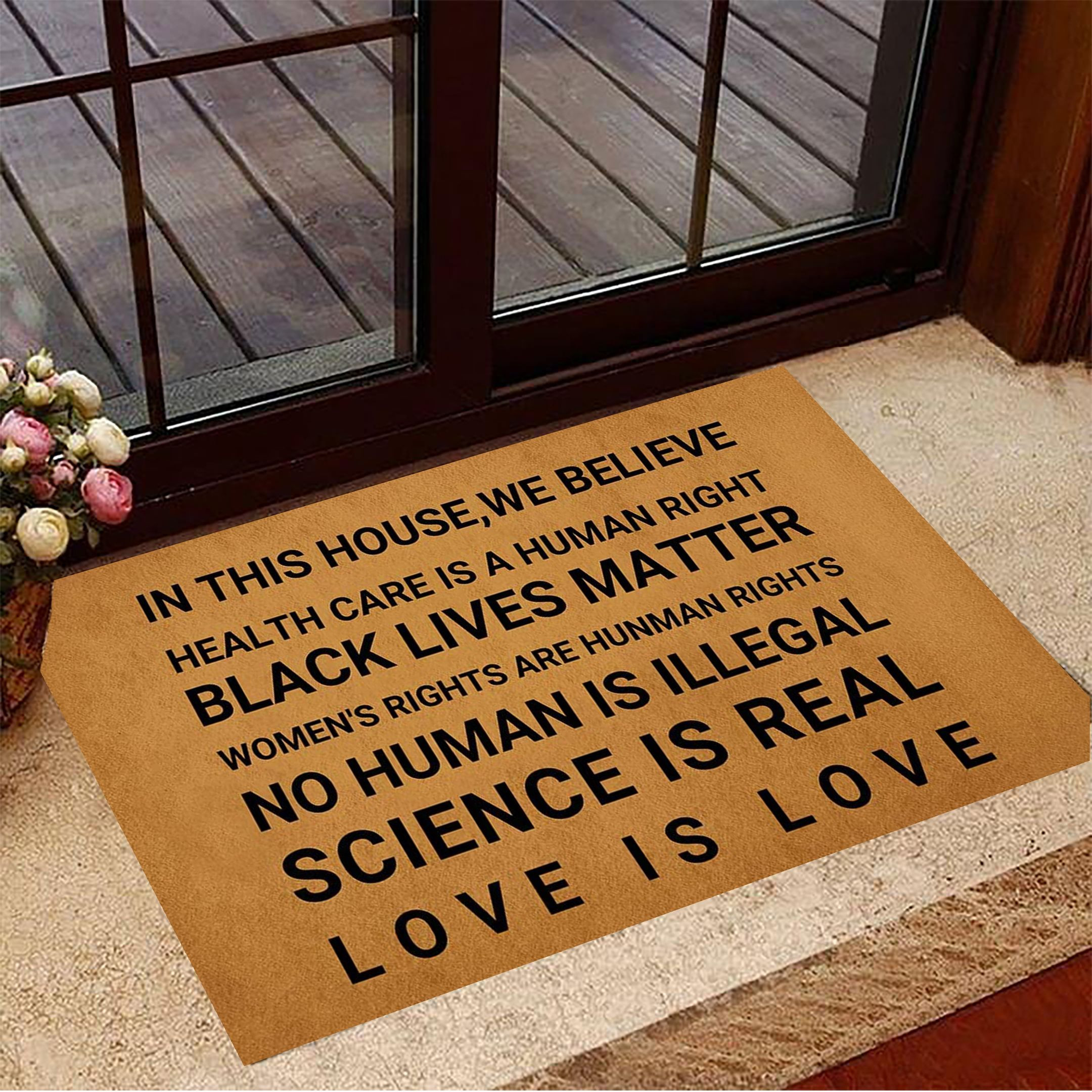 In This House We Believe Health Care Is A Human Right BLM Doormat Justice Merch