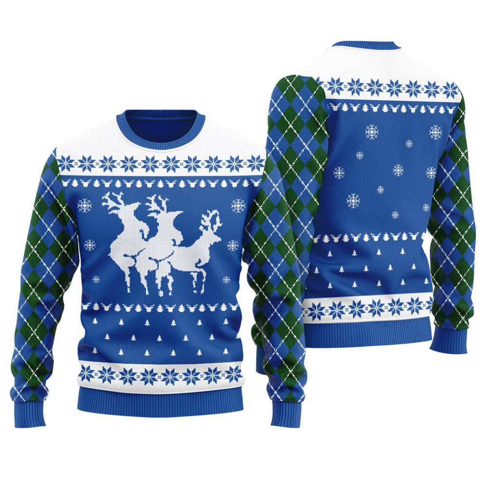 Inappropriate Reindeer Ugly Sweater Royal Comfortable Holiday Sweater for Chilly Nights