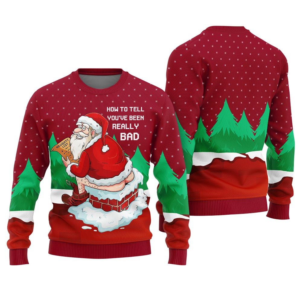 Inappropriate Santa Christmas Sweater Women Warm and Comfy Sweater for Winter Days