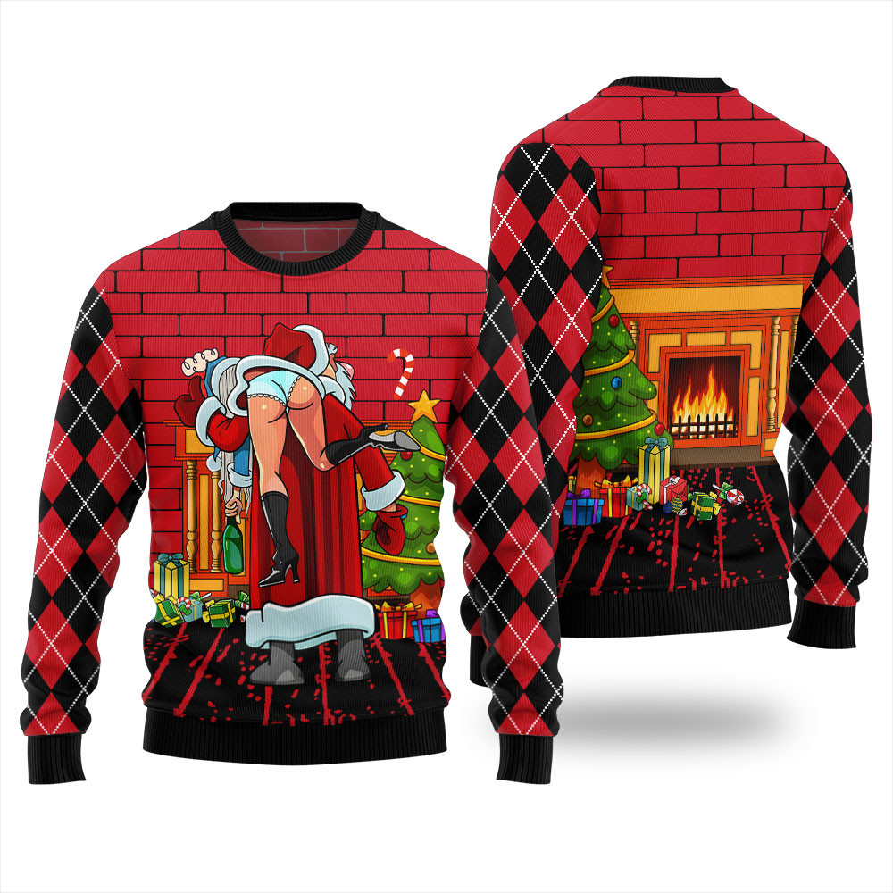 Inappropriate Santa Funny Ugly Christmas Sweater Trendy Winter Sweatshirt for Cozy Moments