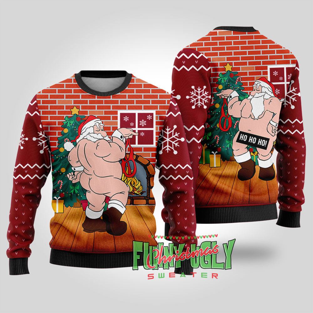 Inappropriate Santa Ugly Christmas Sweater Cardinal Red Thoughtful Winter Gift Merch for Special Moments