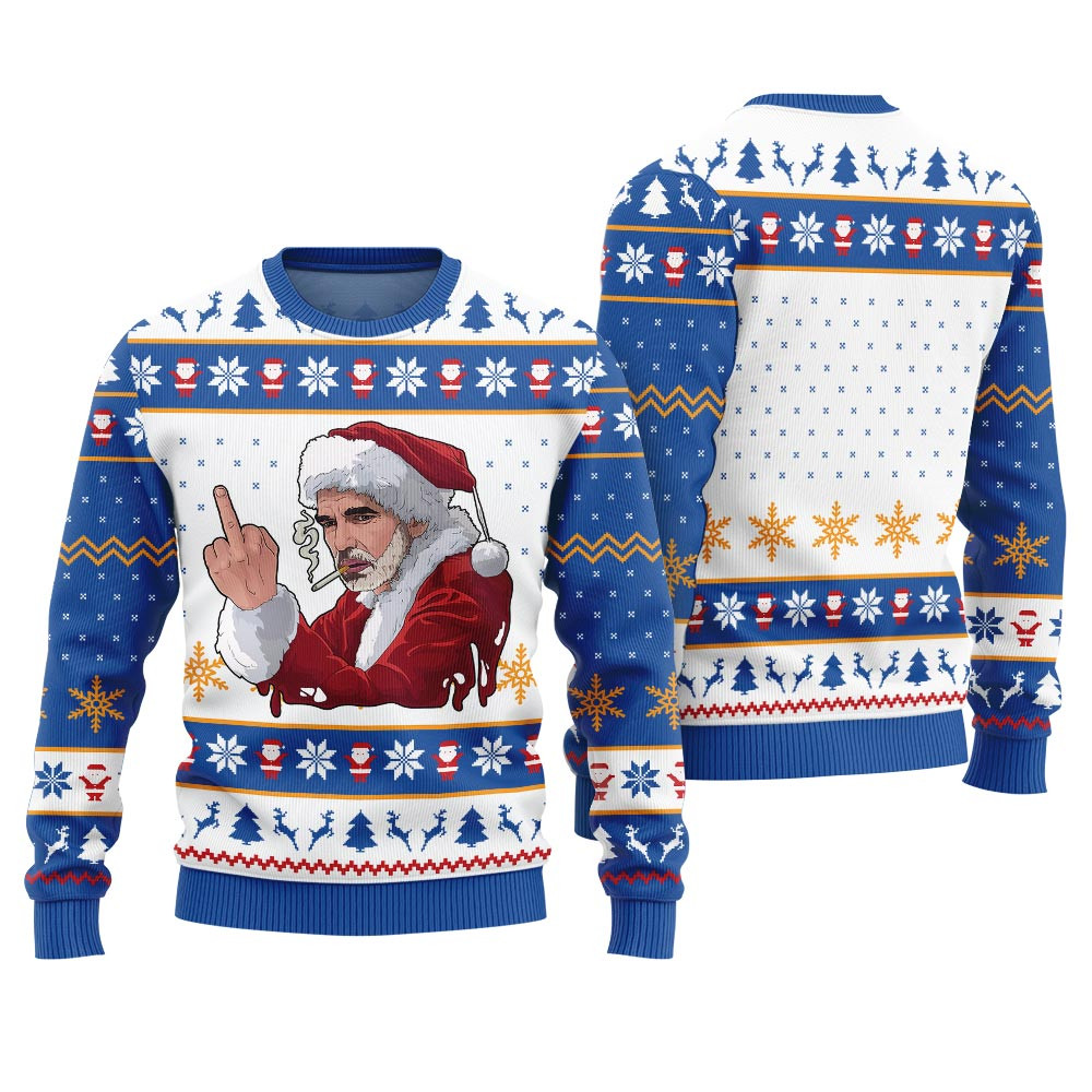 Inappropriate Santa Ugly Christmas Sweater For Adults Casual Winter Sweatshirt for Daily Comfort