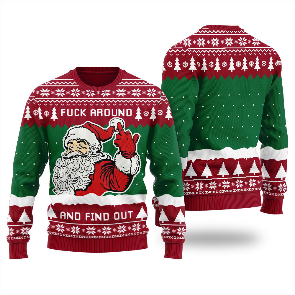 Inappropriate Santa Ugly Christmas Sweater Perfect Winter Merch Gift for the Holiday Spirit