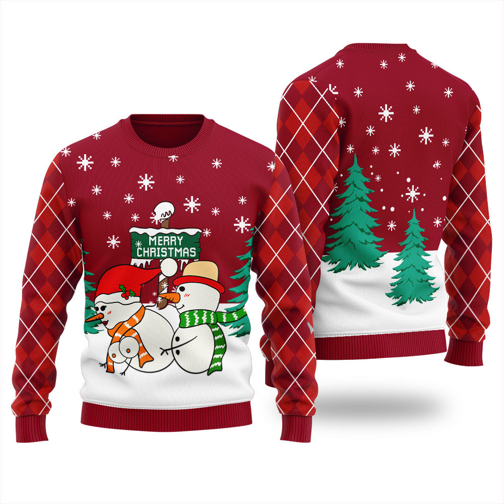 Inappropriate Snowman Christmas Ugly Sweater Womens Seasonal Gift Merch for Cozy Christmas Vibes