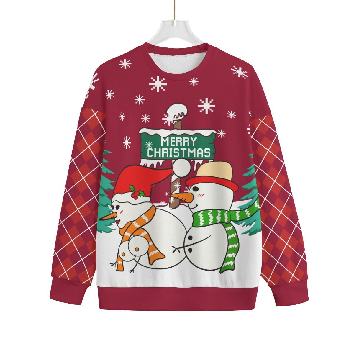 Inappropriate Snowman Womens Plus Size Ugly Christmas Sweater Perfect Winter Merch Gift for the Holiday Spirit