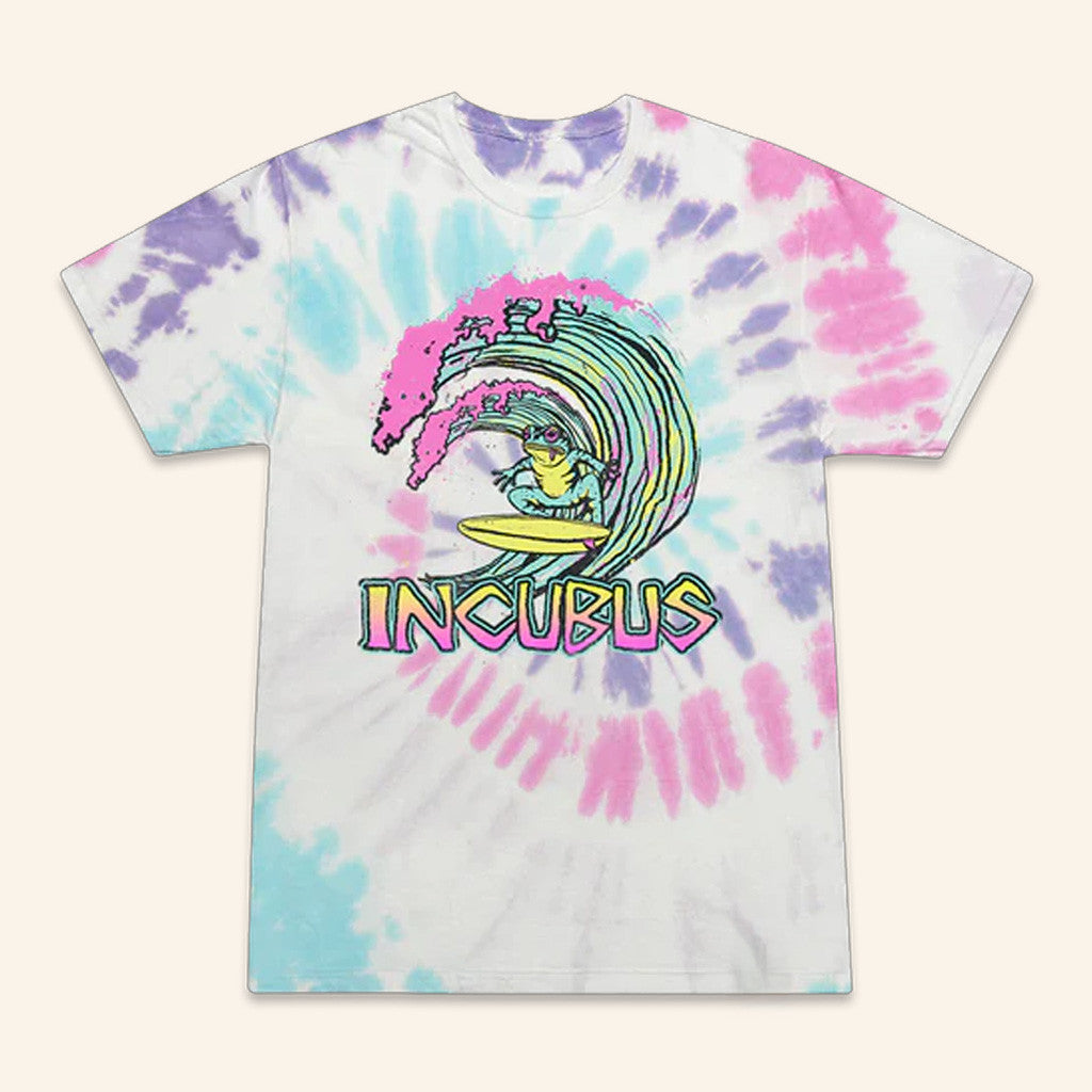 Incubushq Merch Surfing Frog Tie-Dye T-Shirt Gift For Wife Incubushq Merch Surfing Frog Tie-Dye T-Shirt Gift For Wife