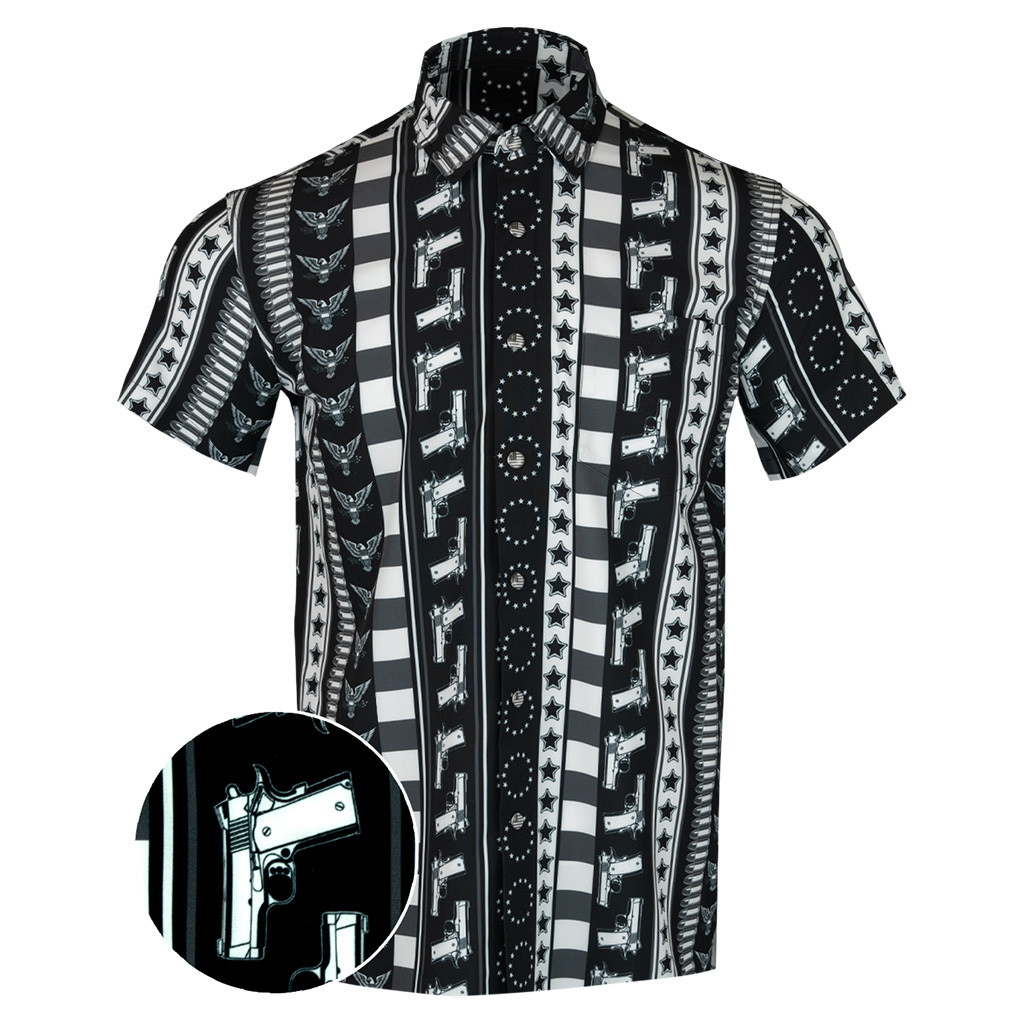 Independence Black White Button Down Shirt Gun Print Hawaiian Shirt Gun Lovers Gifts Independence Black White Button Down Shirt Gun Print Hawaiian Shirt Gun Lovers Gifts