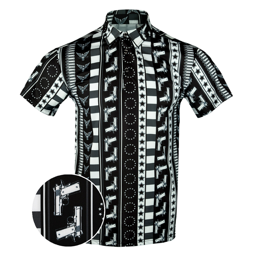 Independence Black White Polo Shirt Gun Print Polo Shirt Unique Gift For Boyfriend Birthday Independence Black White Polo Shirt Gun Print Polo Shirt Unique Gift For Boyfriend Birthday