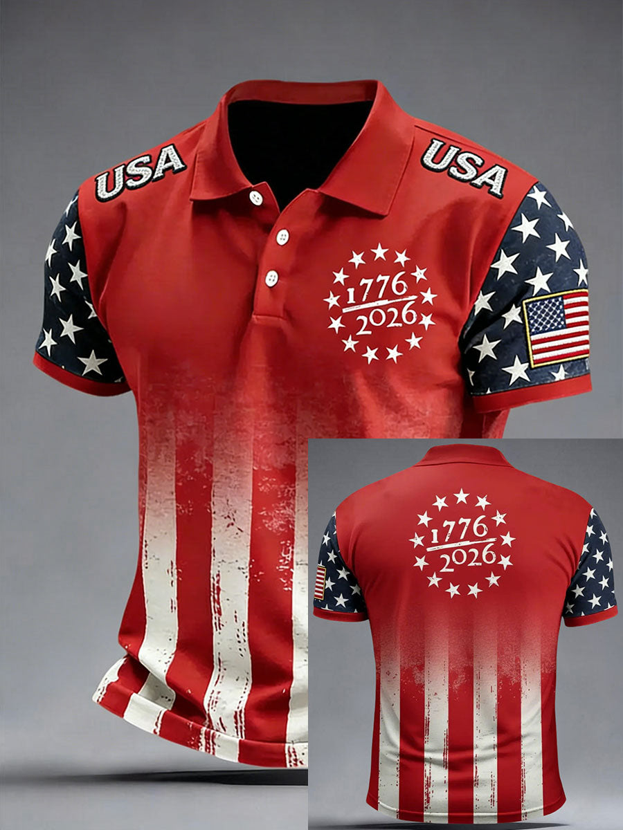 Independence Day 250th Anniversary Polo Shirt USA Flag 1776 2026 Shirt Gifts For Friends