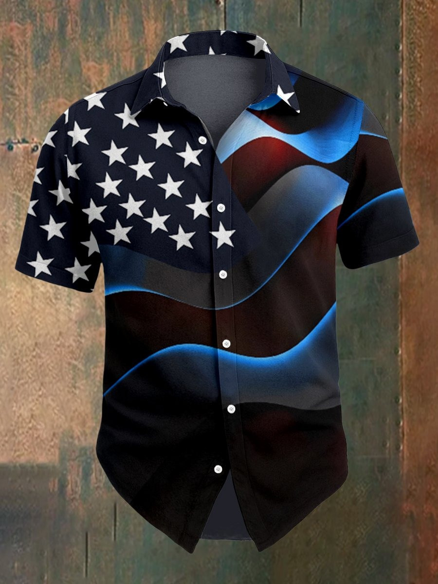 Independence Day American Flag Hawaiian Shirt Patriotic Shirt Gifts For Dad