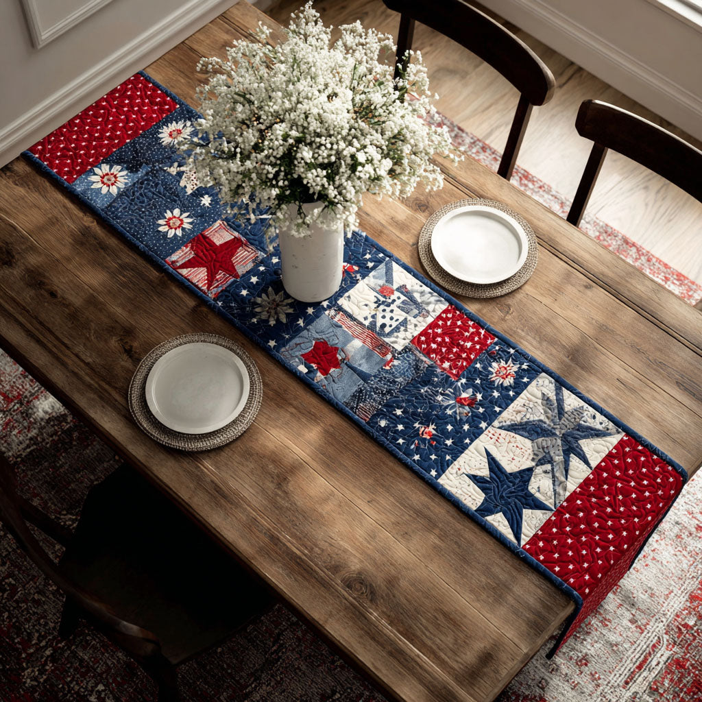 Independence Patches Quilted Table Runner Dining Table Decor Best Patriotic Gifts