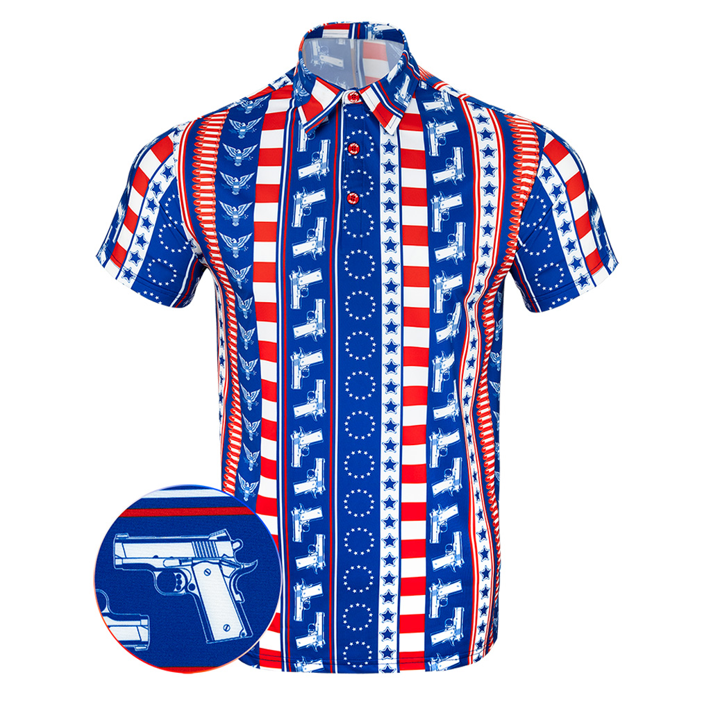 Independence Polo Shirt Gun Print Polo Shirt Birthday Gift Ideas For Dad