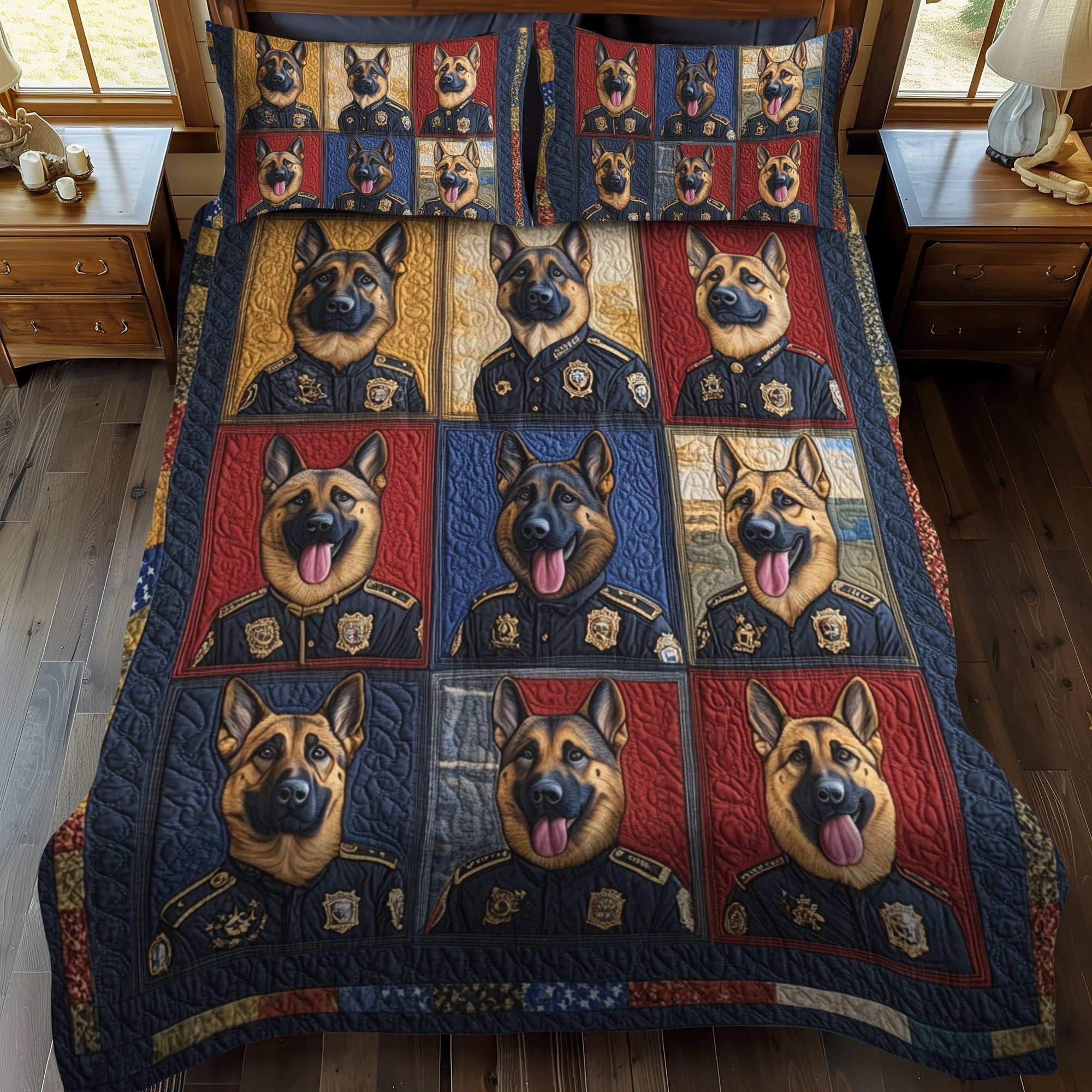 Independence Pup Quilted Bedding Set Luxury Bedding Set with Pillow Covers Included