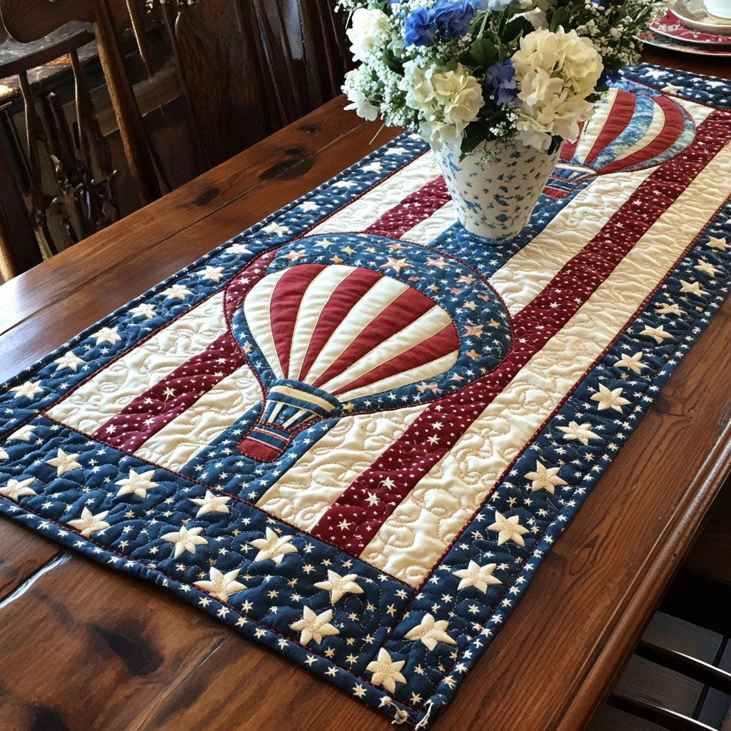 Independence Stitch Quilted Table Runner Kitchen Decor Patriotic Gift Items