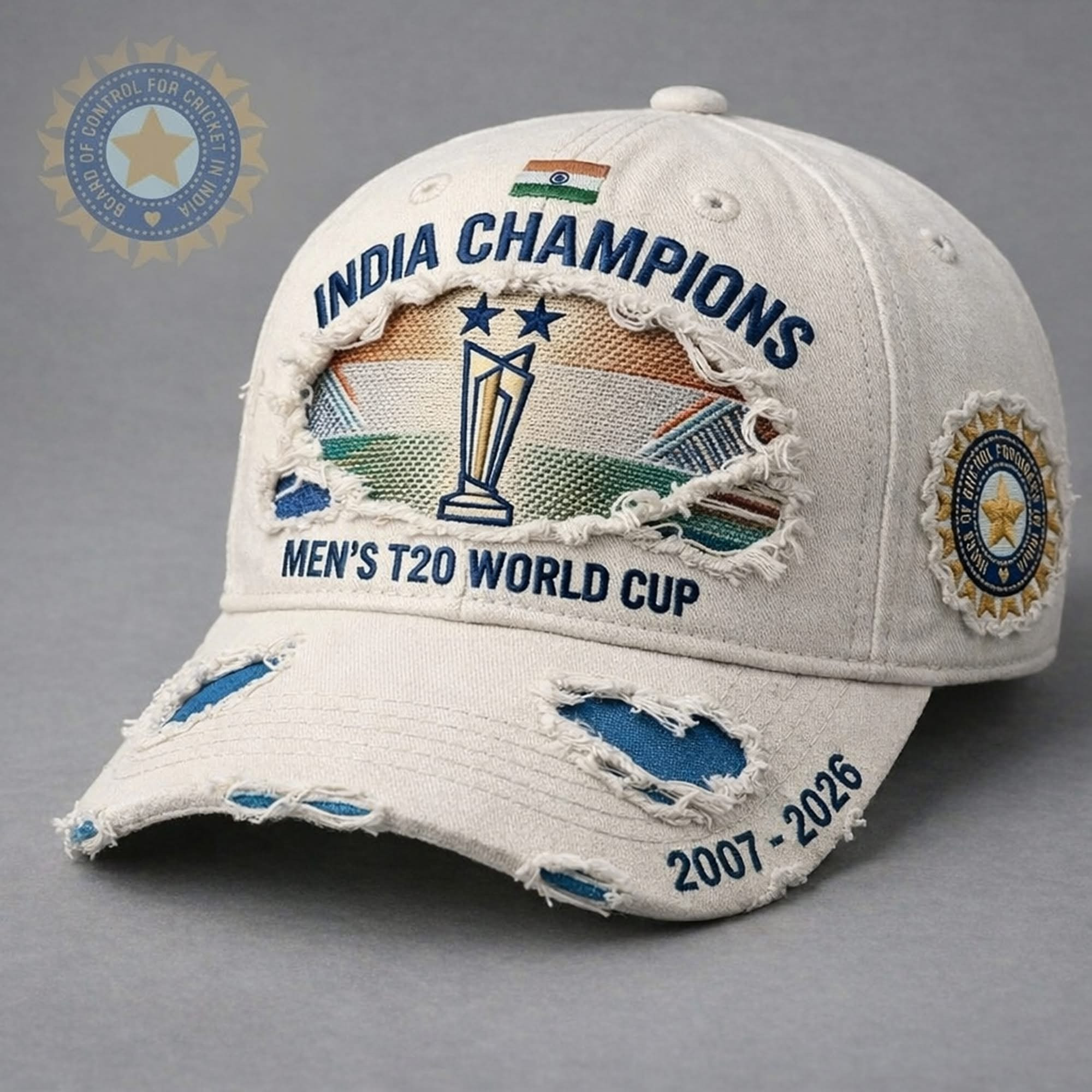 India Champions Baseball Hat ICC T20 World Cup 2007 2026 Vintage Cricket Fan Gear Gift For Cricket Fans