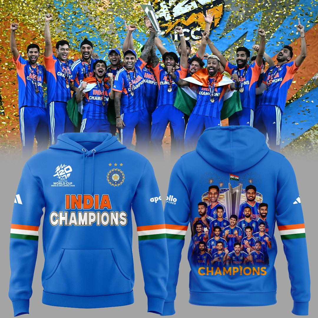 India Champions ICC T20 World Cup 2026 Hoodie Fan Gear Player Photo Best Gift For India Cricket Fans