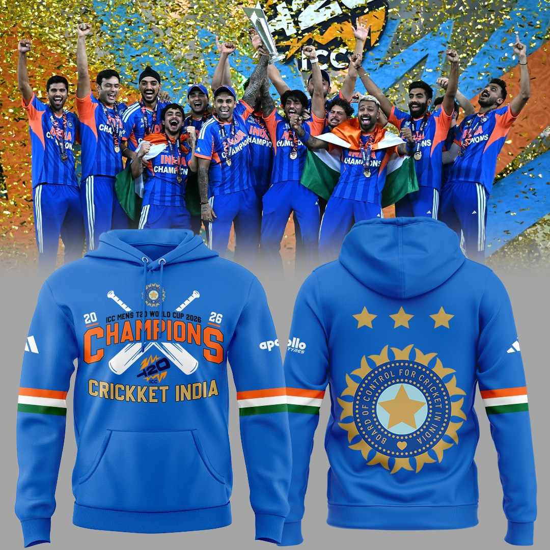 India Cricket Champions ICC T20 World Cup 2026 Hoodie Cricket Bat Design Fan Gear Gift For Fans