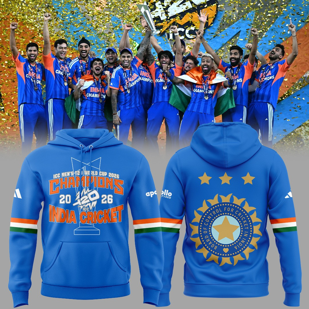 India Cricket ICC T20 World Cup 2026 Champions Hoodie Fan Gear BCCI Best Gift For India Cricket Fans