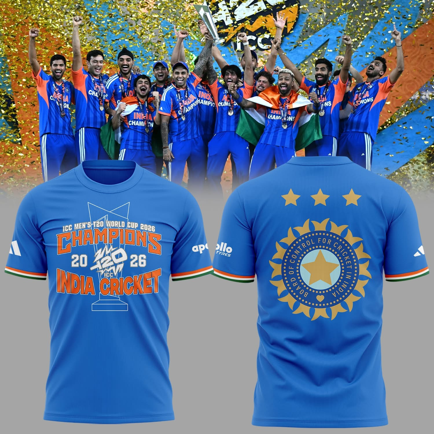 India Cricket ICC T20 World Cup 2026 Champions T-Shirt Fan Gear Best Gift For Cricket Supporters