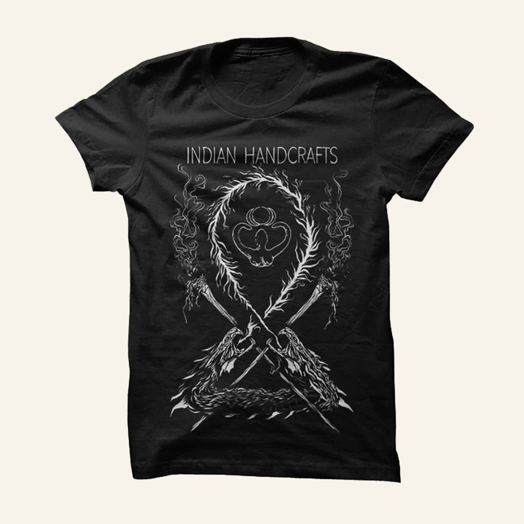Indian Handcrafts Merch Serpents Black T-Shirt Christmas Gifts For Young Men Indian Handcrafts Merch Serpents Black T-Shirt Christmas Gifts For Young Men