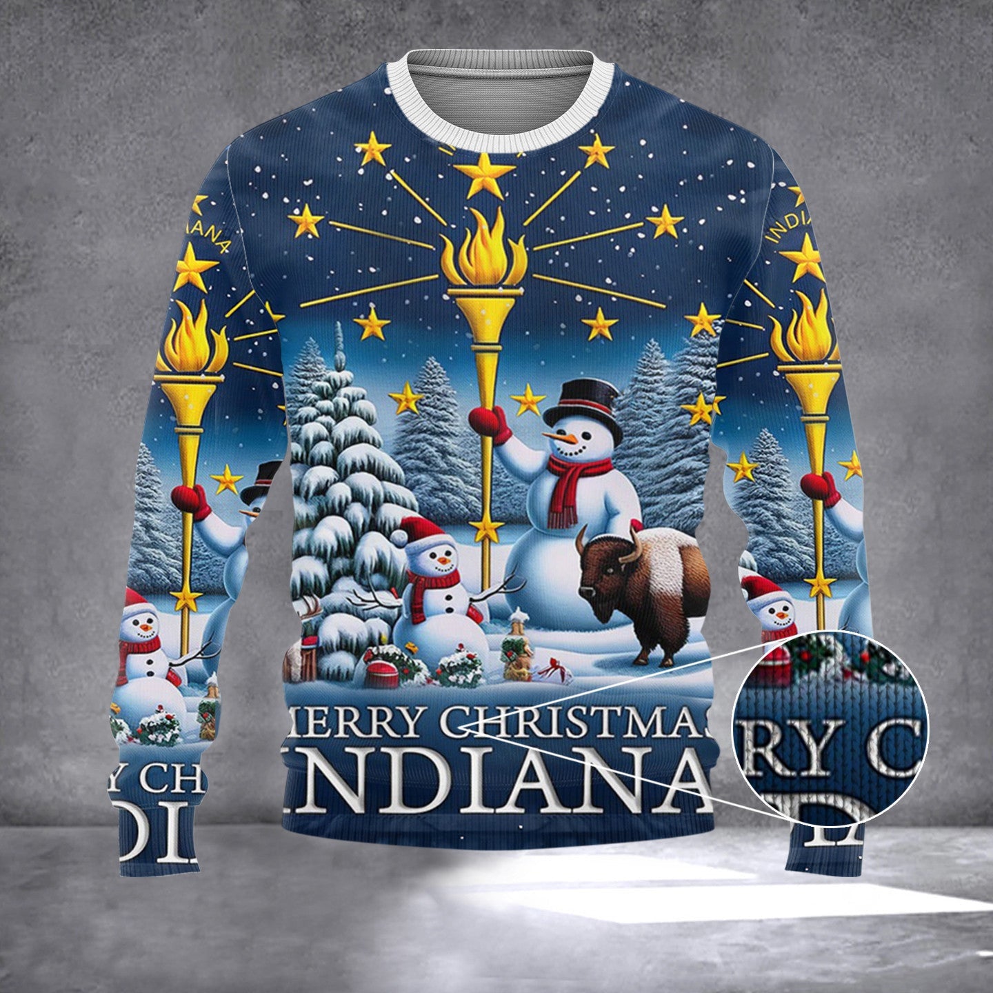 Indiana Christmas Sweater Snowman With Gold Torch Merry Christmas Clothing Indiana Merch Indiana Christmas Sweater Snowman With Gold Torch Merry Christmas Clothing Indiana Merch
