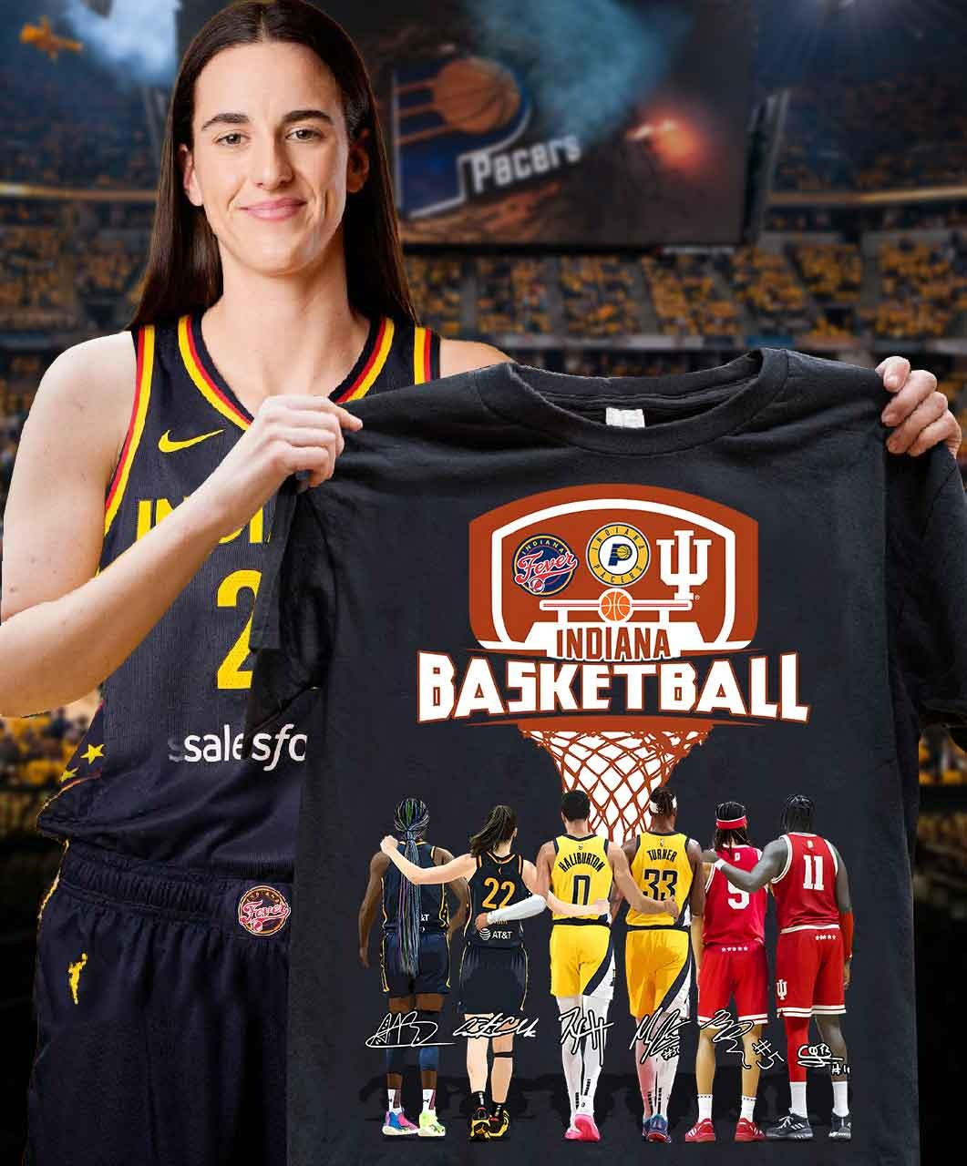 Indiana Fever Pacers Hoosiers Basketball 2025 T-Shirt Caitlin Clark Fan Gift