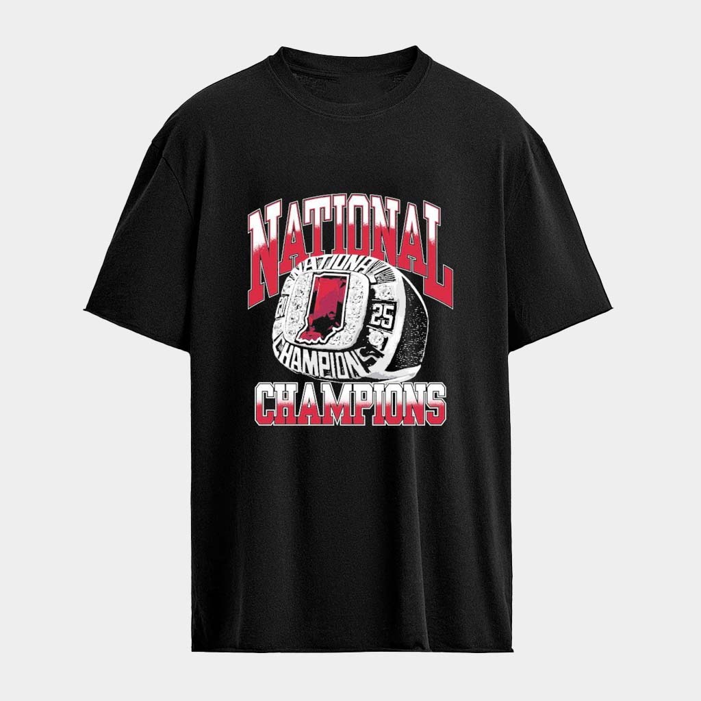 Indiana Football 2025 National Champions Ring T-shirt Hoosiers Merch Gifts For Football Fan