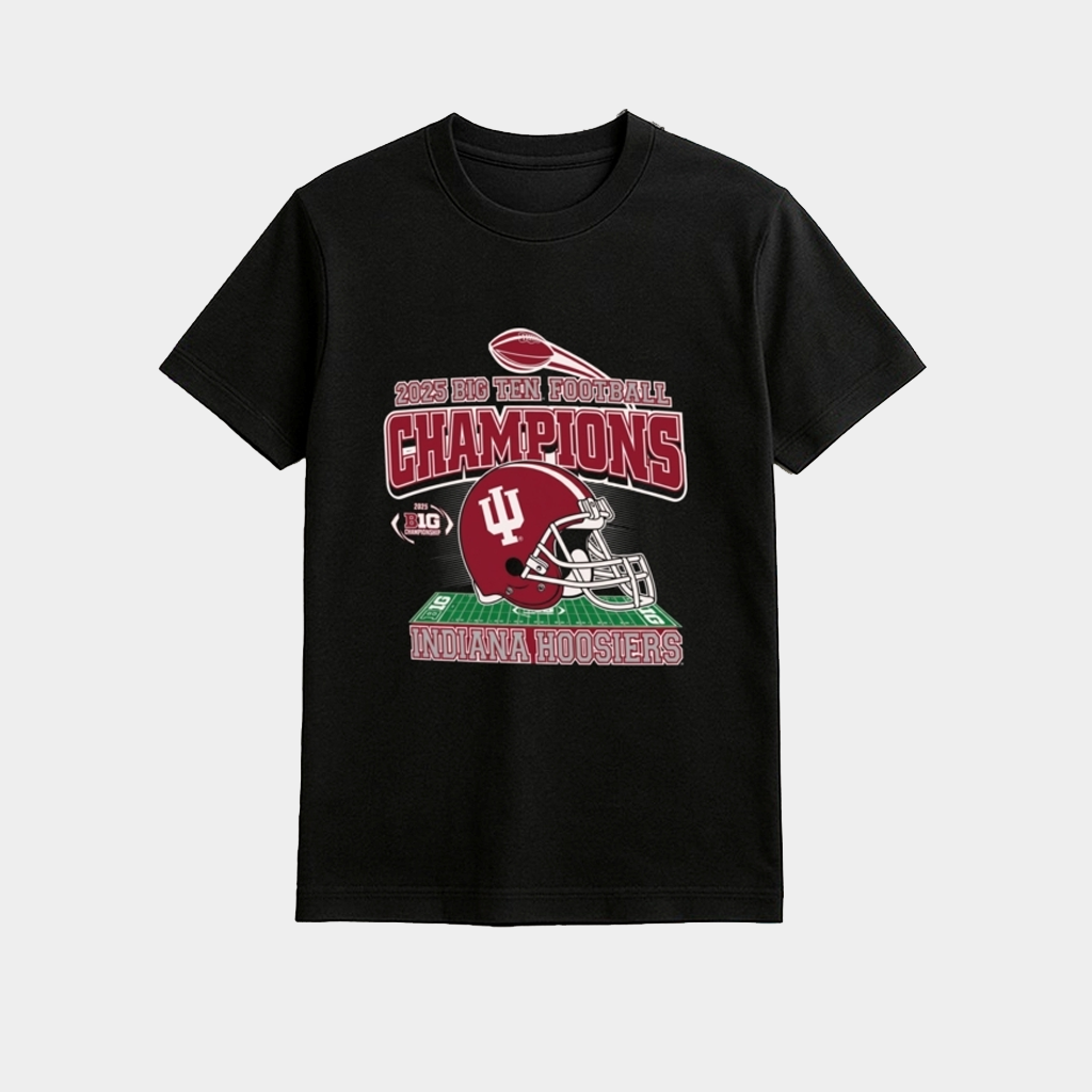 Indiana Football 2026 Big Ten Champions Shirt Iu Helmet Graphic Championship T-Shirt Fan Gifts