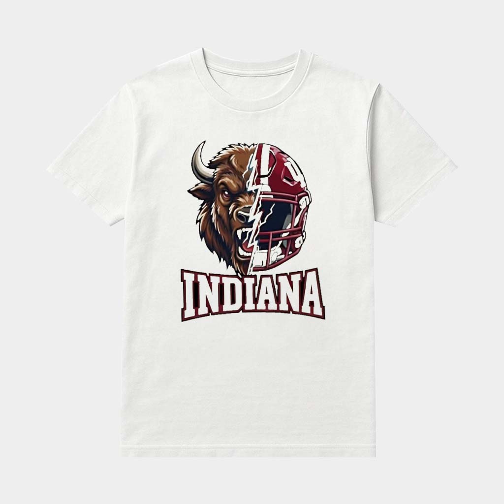 Indiana Football Bison Mashup Helmet Shirt IU Football Merch Best Gifts For Fans
