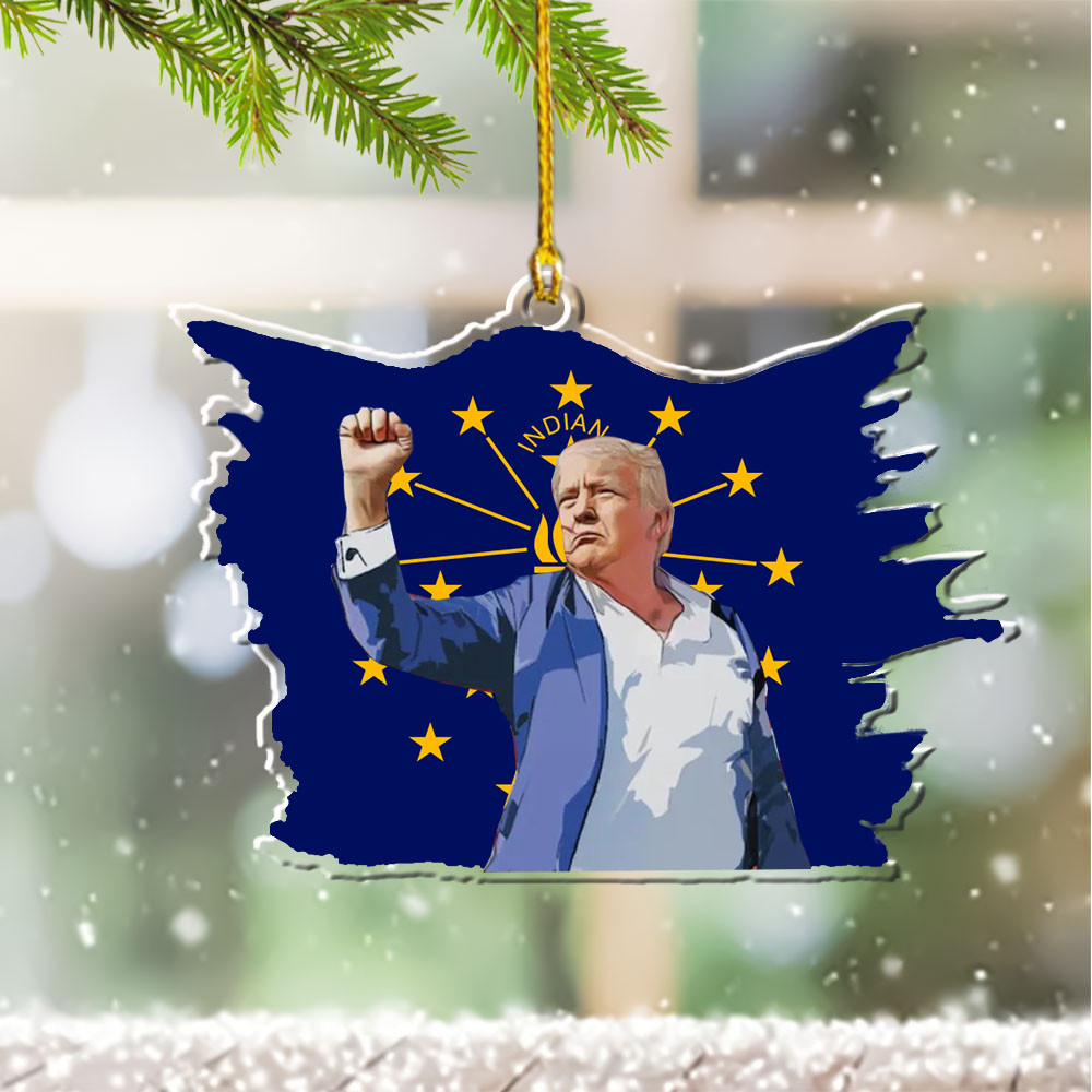 Indiana for Trump 2024 Ornament Shape Trump Fight Ornament for Christmas Tree