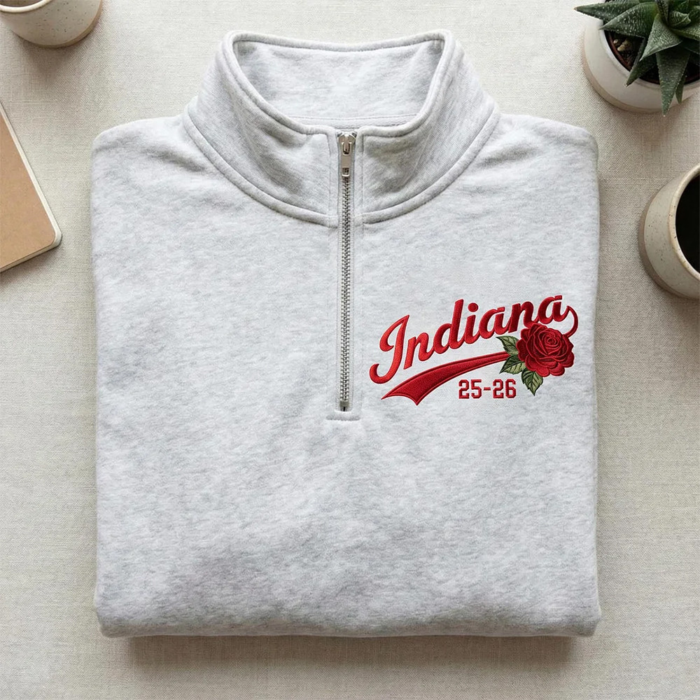 Indiana Hoosier Football Quarter Zip Sweater Game Day Indiana Hoosier Clothing Football Gifts