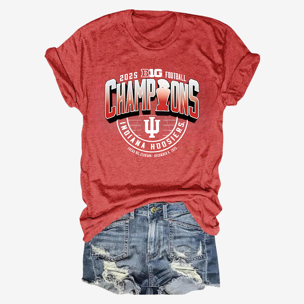 Indiana Hoosiers 2025 Big Football Champions T-Shirt Football Clothes Gift For Her