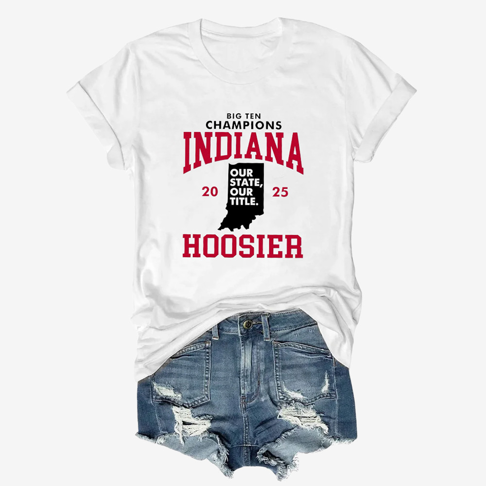 Indiana Hoosiers 2025 Big Ten Champions T-Shirt Indiana Hoosier Clothes Football Gift Ideas