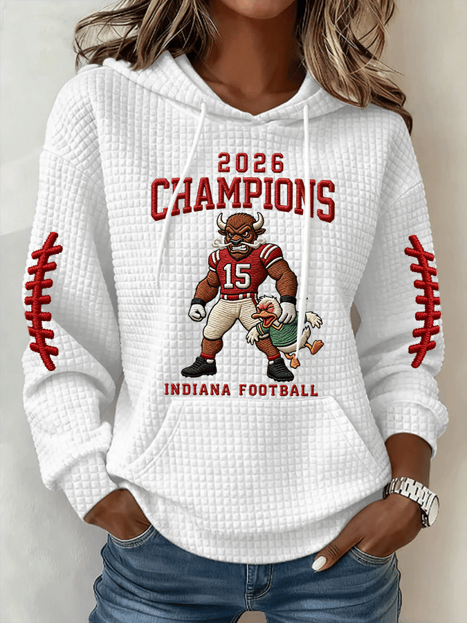 Indiana Hoosiers 2026 Champions Football Hoodie Indiana Hoosiers Apparel Gift For Her