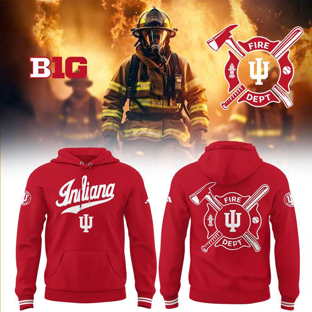 Indiana Hoosiers Baseball x Firefighter Appreciation Night Red Hoodie Baseball Player Gift Ideas