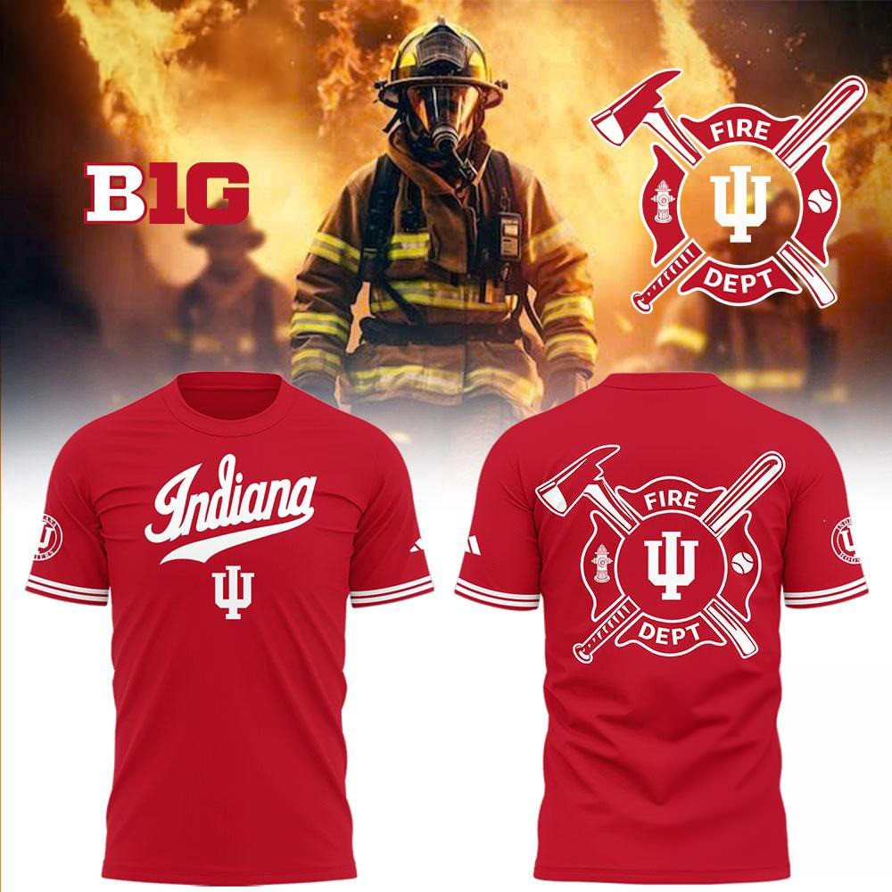 Indiana Hoosiers Baseball x Firefighter Appreciation Night Red Shirt Baseball Team Gift Ideas
