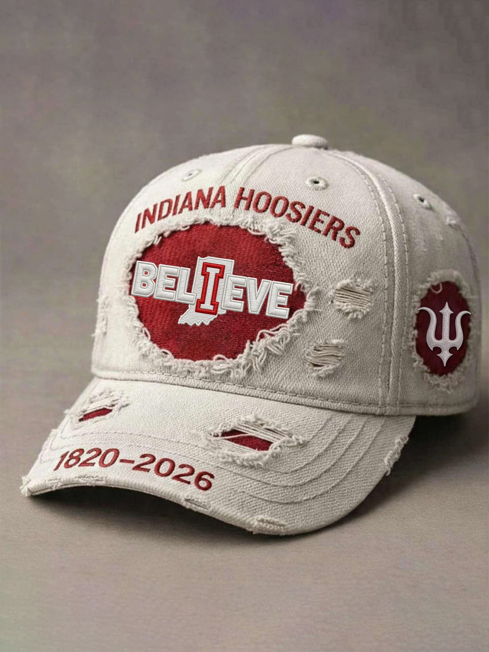 Indiana Hoosiers Believe 1820 2026 Vintage Hat Indiana Hoosiers Merch Fan Gear