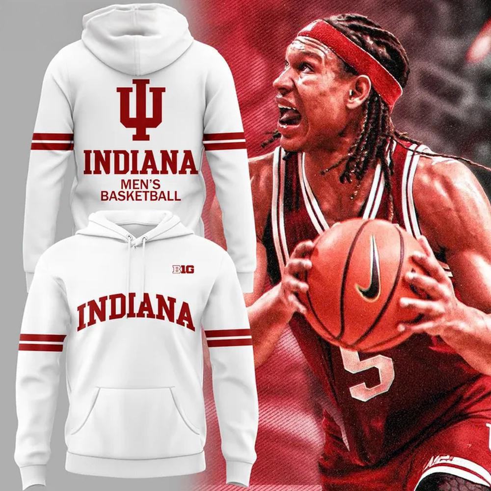 Indiana Hoosiers Men's Basketball Special Edition 2025 White Hoodie Basketball Fan Gift