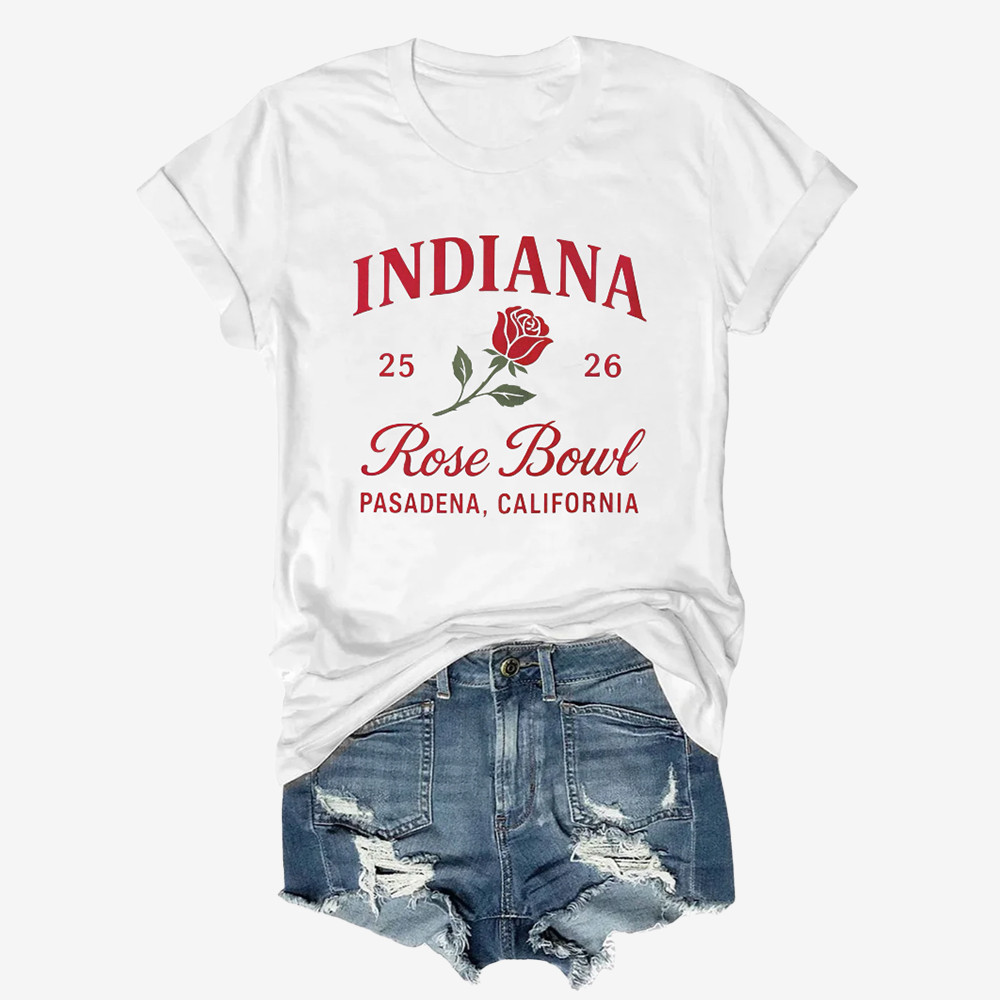 Indiana Hoosiers Rose Bowl 2026 T-Shirt Indiana Hoosier Football Clothes Gift For Girlfriend