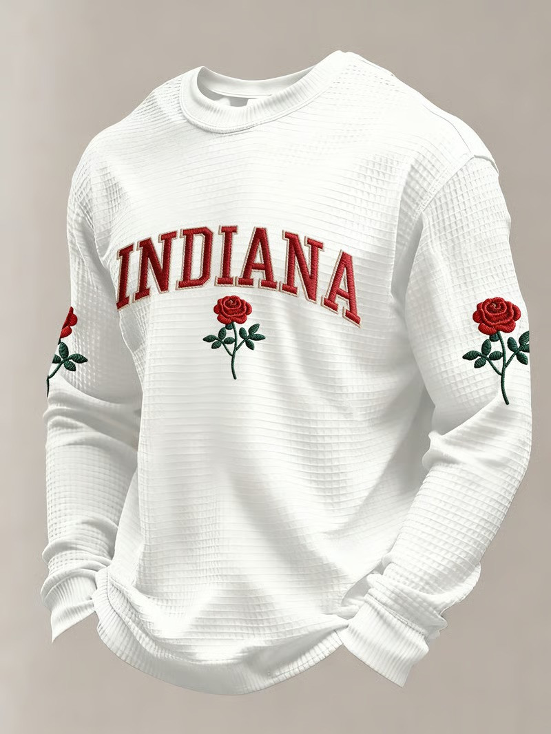 Indiana Hoosiers Rose Long Sleeve Shirt College Football Fan Clothing Best Gift For IU Students