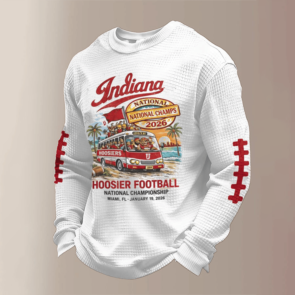 Indiana National Champions 2026 Long Sleeve Shirt Hoosiers Football Apparel Fan Gear