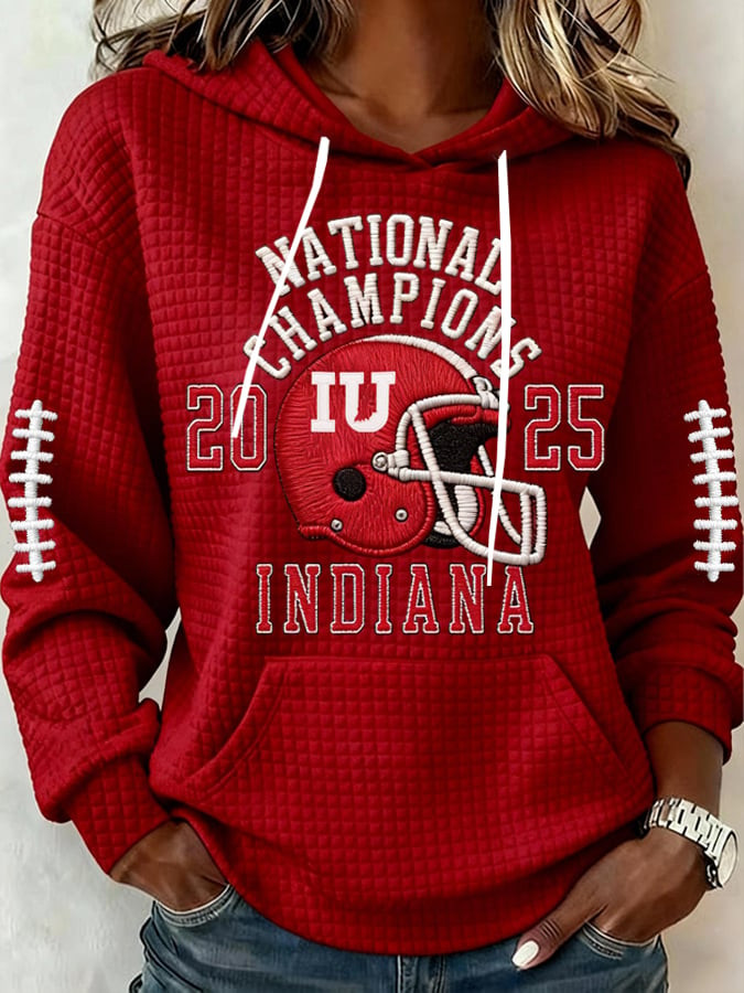 Indiana National Champions Waffle Hoodie IH Pride Hoodie Gifts For Indiana Football Fans Indiana National Champions Waffle Hoodie IH Pride Hoodie Gifts For Indiana Football Fans