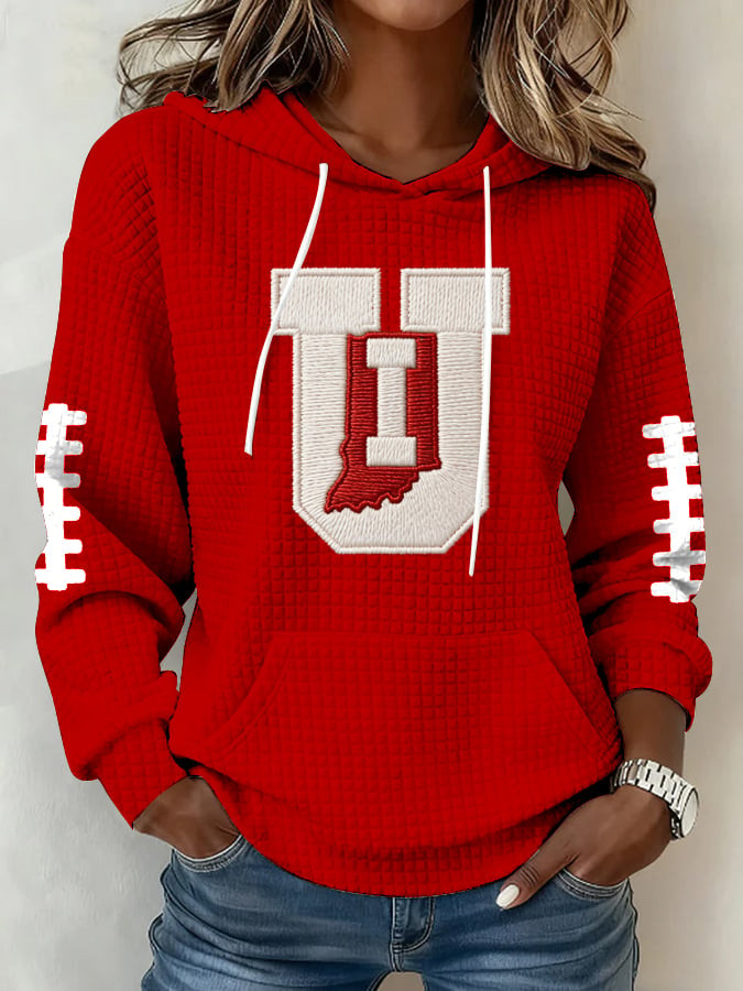 Indiana National Champions Waffle Hoodie Indiana Football Merch Game Day Apparel Her Gifts