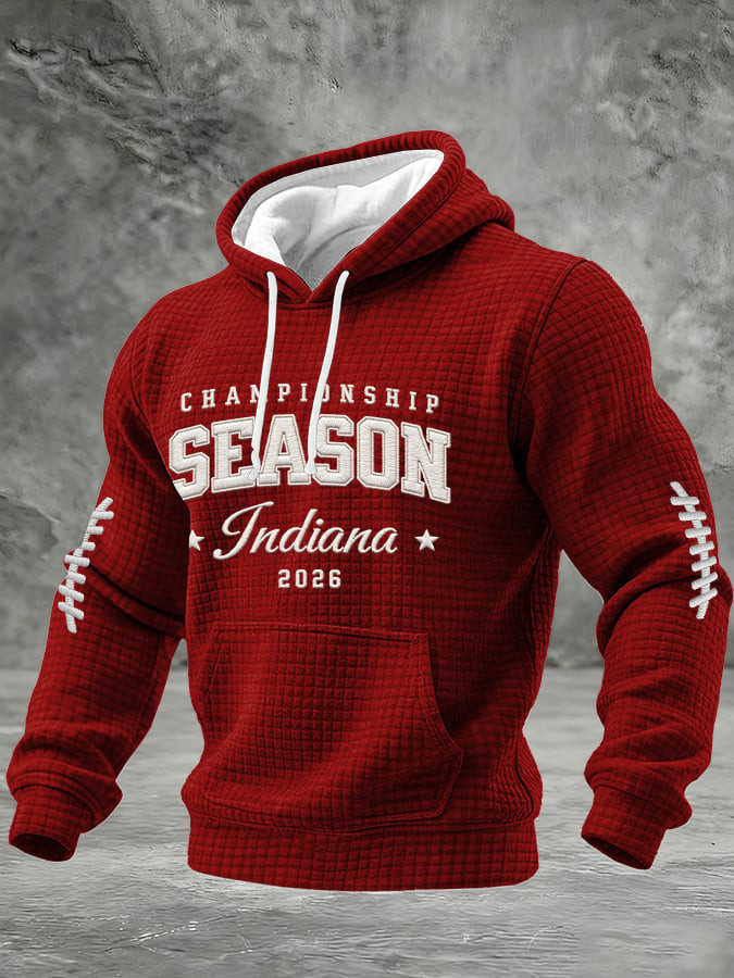 Indiana National Champions Waffle Hoodie IU National Championship Merch Red Gifts For Him