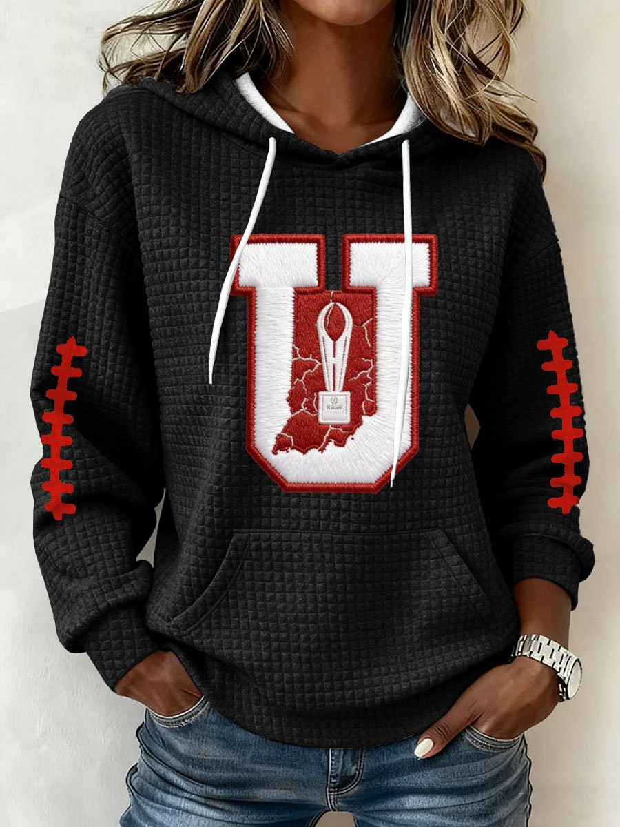 Indiana National Champions Waffle Hoodie Women's Game Day Apparel IU National Championship Merch