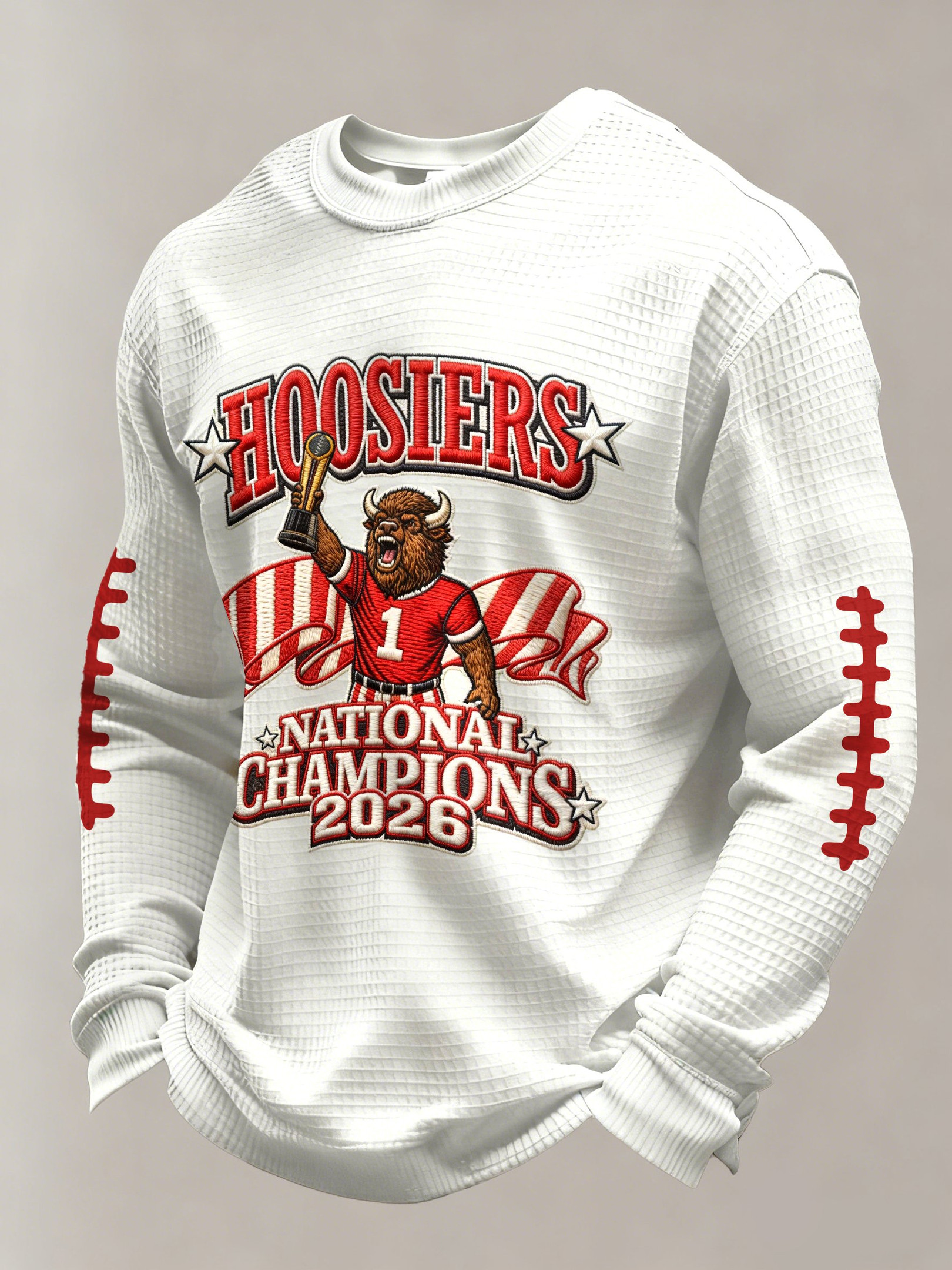 Indiana National Champions Waffle Long Sleeve Shirt Hoosiers Merch Gifts For Football Lovers