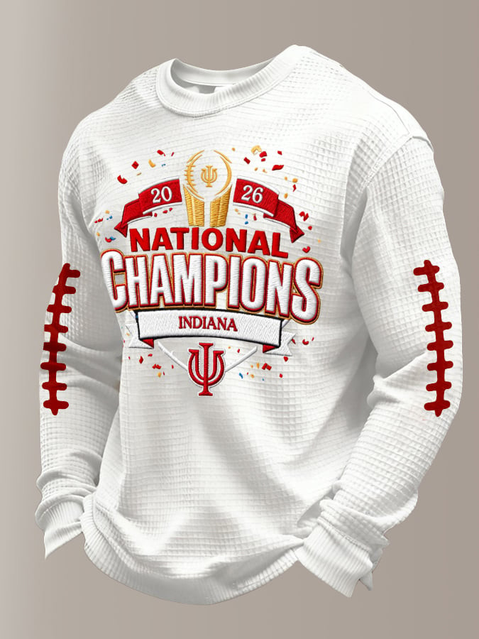 Indiana National Champions Waffle Long Sleeve Shirt IH Pride Hoosiers Merch Gifts For Fans