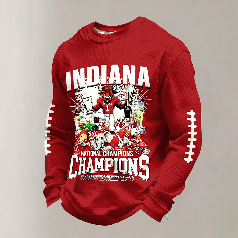Indiana National Championship 2026 Undefeated 16 0 Long Sleeve Shirt Football Merch Fan Gear