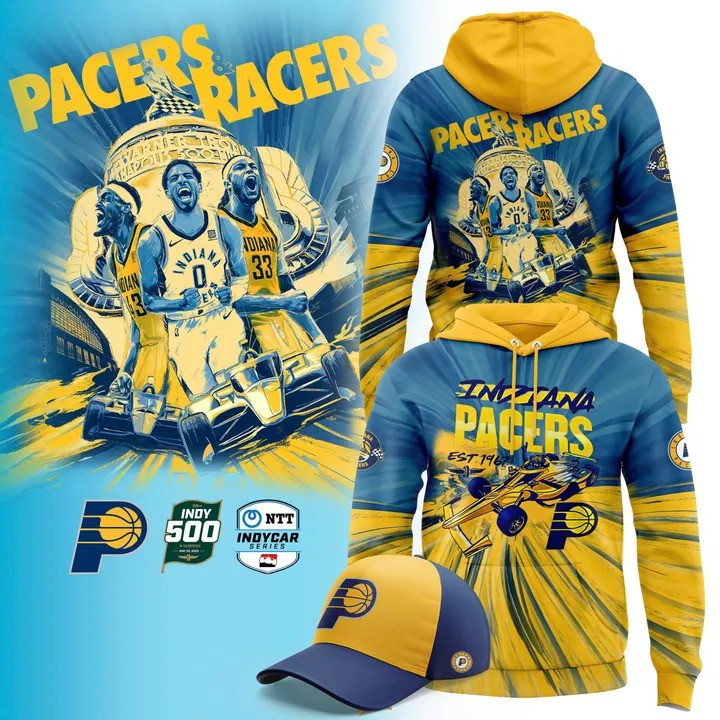 Indiana Pacers & Racing 2025 Hoodie And Hat Indiana Pacers Merchandise Fan Gear Best Gifts